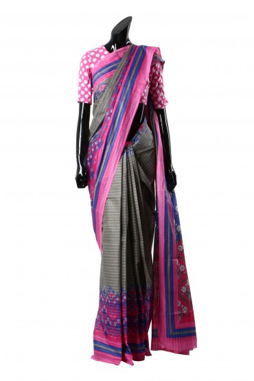Floral Geometric Print Sari